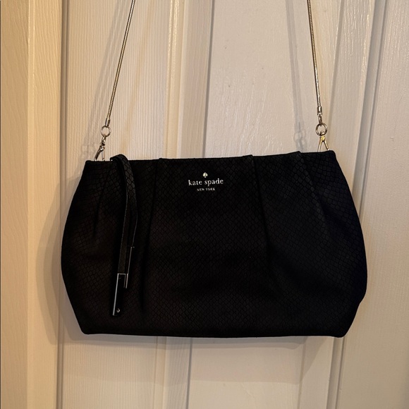 kate spade Handbags - Kate Spade Black Clutch with gold strap